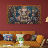 Framed Ganesha Painting in Vintage Style – Wall Art for Home Temple
